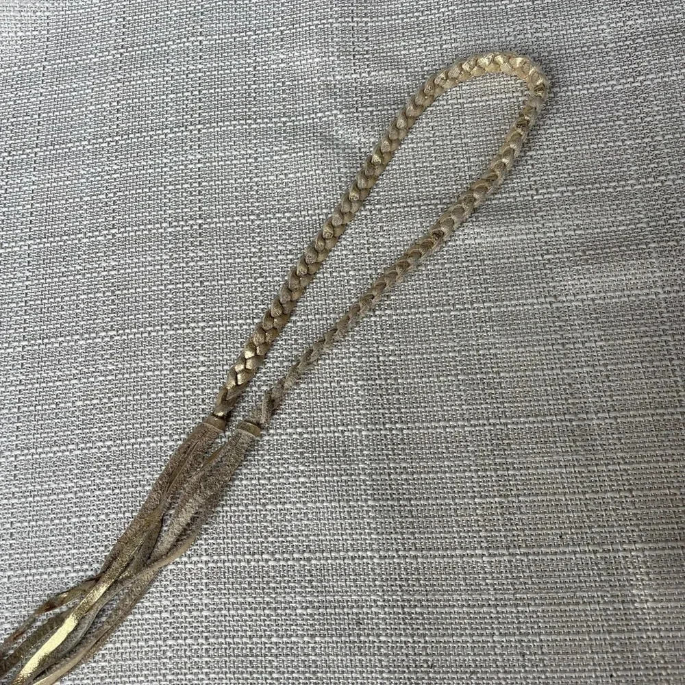 Womens Metallic Gold Leather Wrap Bracelet
